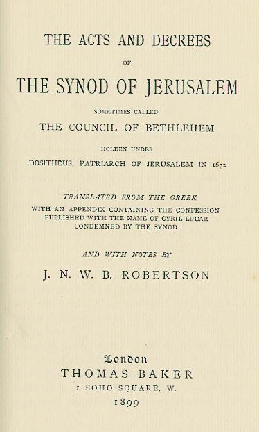 Synod of Jerusalem Title Page
